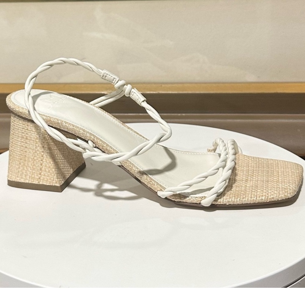 MARC FISHER  Block Heel Sandals Square Toe Braided Twisted Strap Size: 7.5